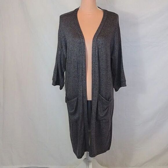 Agnes & Dora Dark Grey Open Knit Midi Cardigan with Pockets XL NWOT - Picture 4 of 16